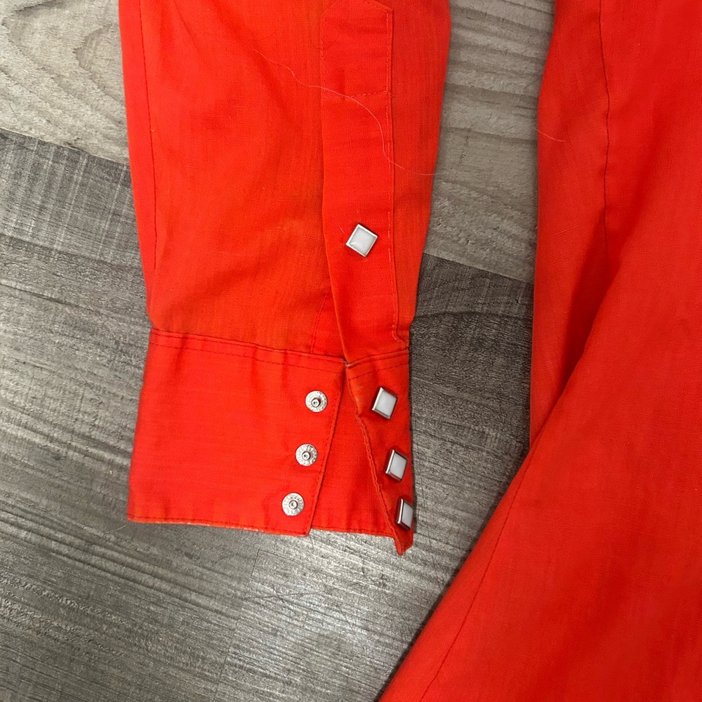 Vtg Rockmount Ranch Wear Tru-West Pearl Snap Shirt Red USA Men's Size Small - Picture 5 of 8